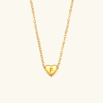 Gold Necklace with Heart-Shaped Initial