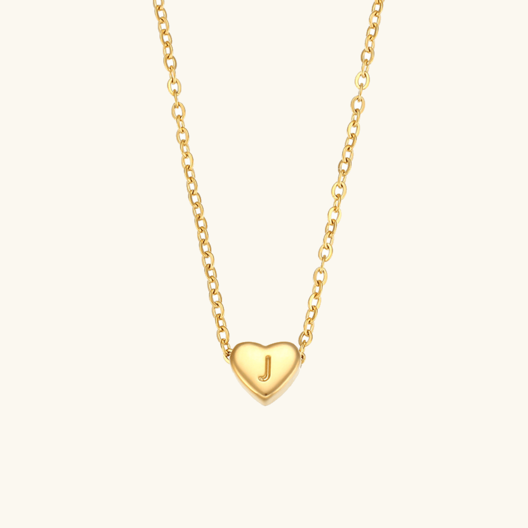 Gold Necklace with Heart-Shaped Initial