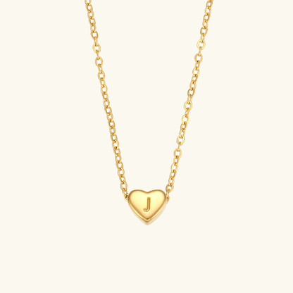 Gold Necklace with Heart-Shaped Initial