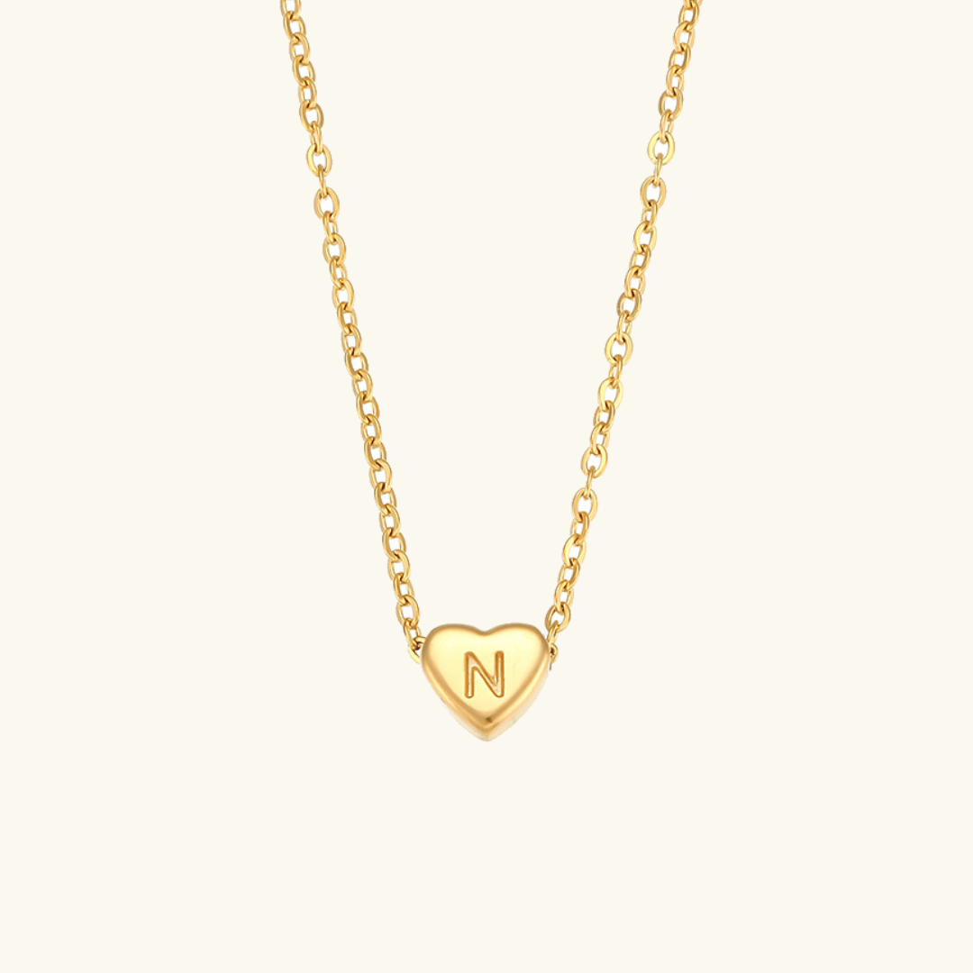 Gold Necklace with Heart-Shaped Initial