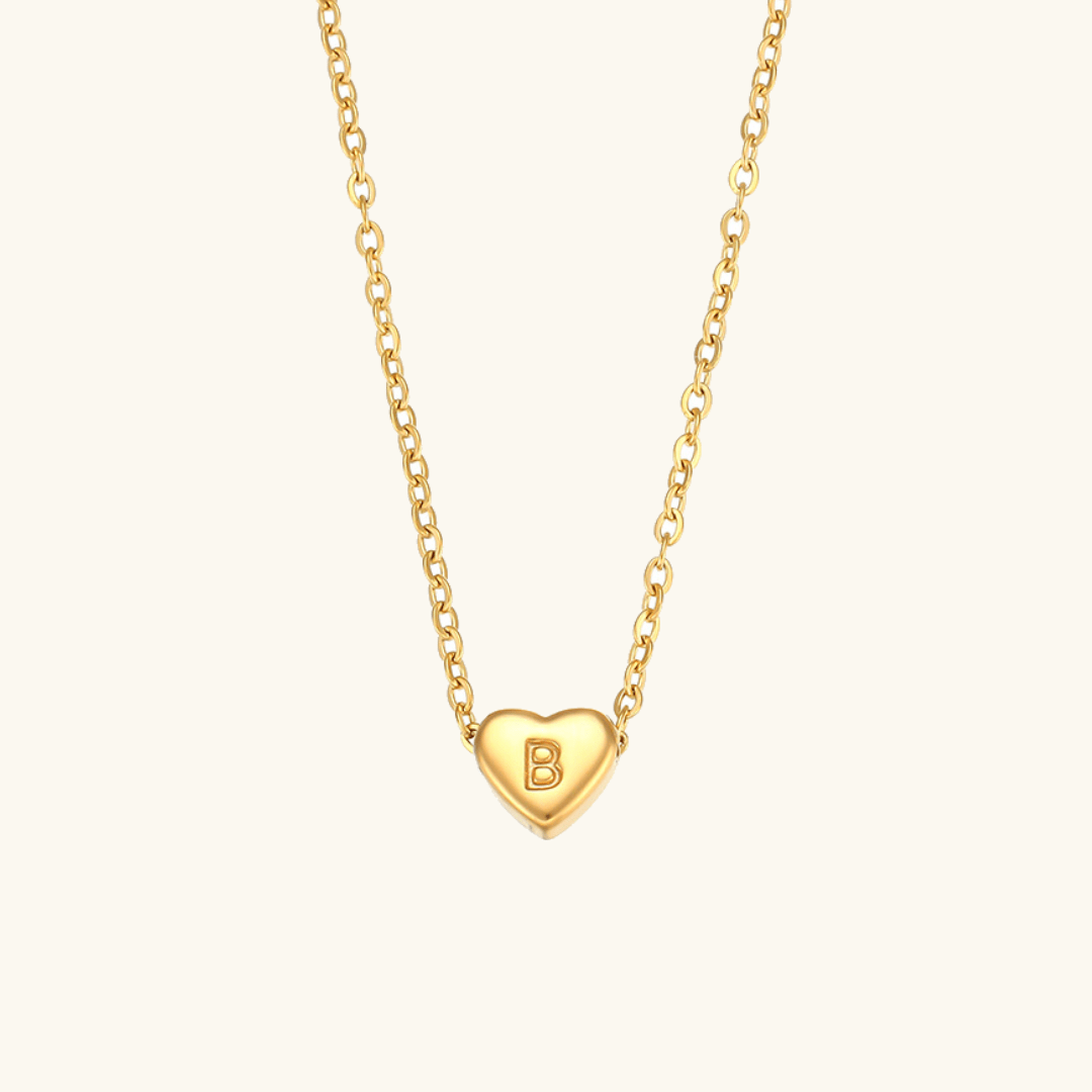 Gold Necklace with Heart-Shaped Initial