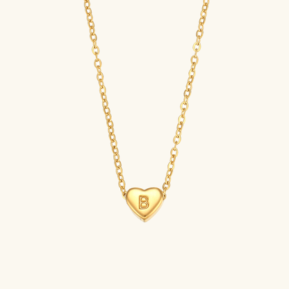 Gold Necklace with Heart-Shaped Initial