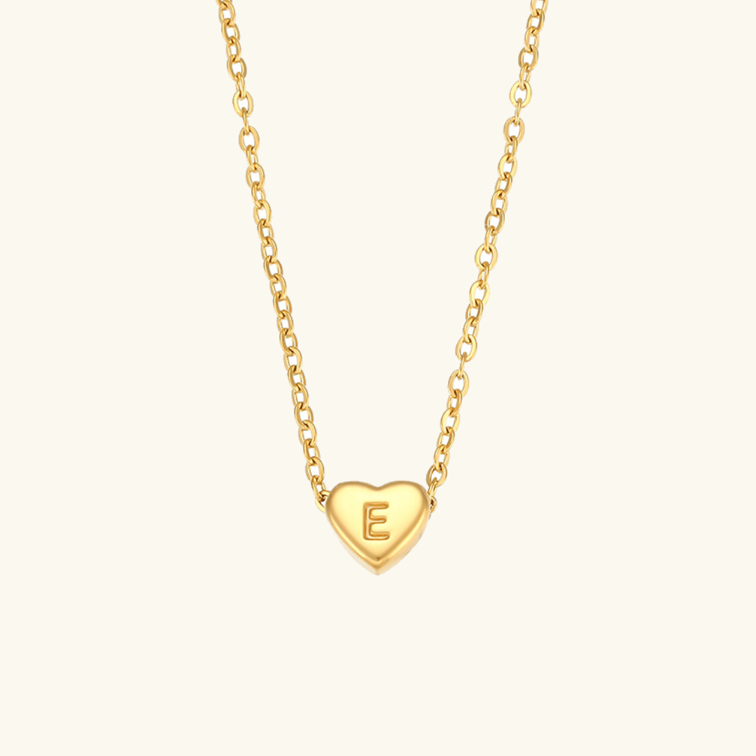 Gold Necklace with Heart-Shaped Initial