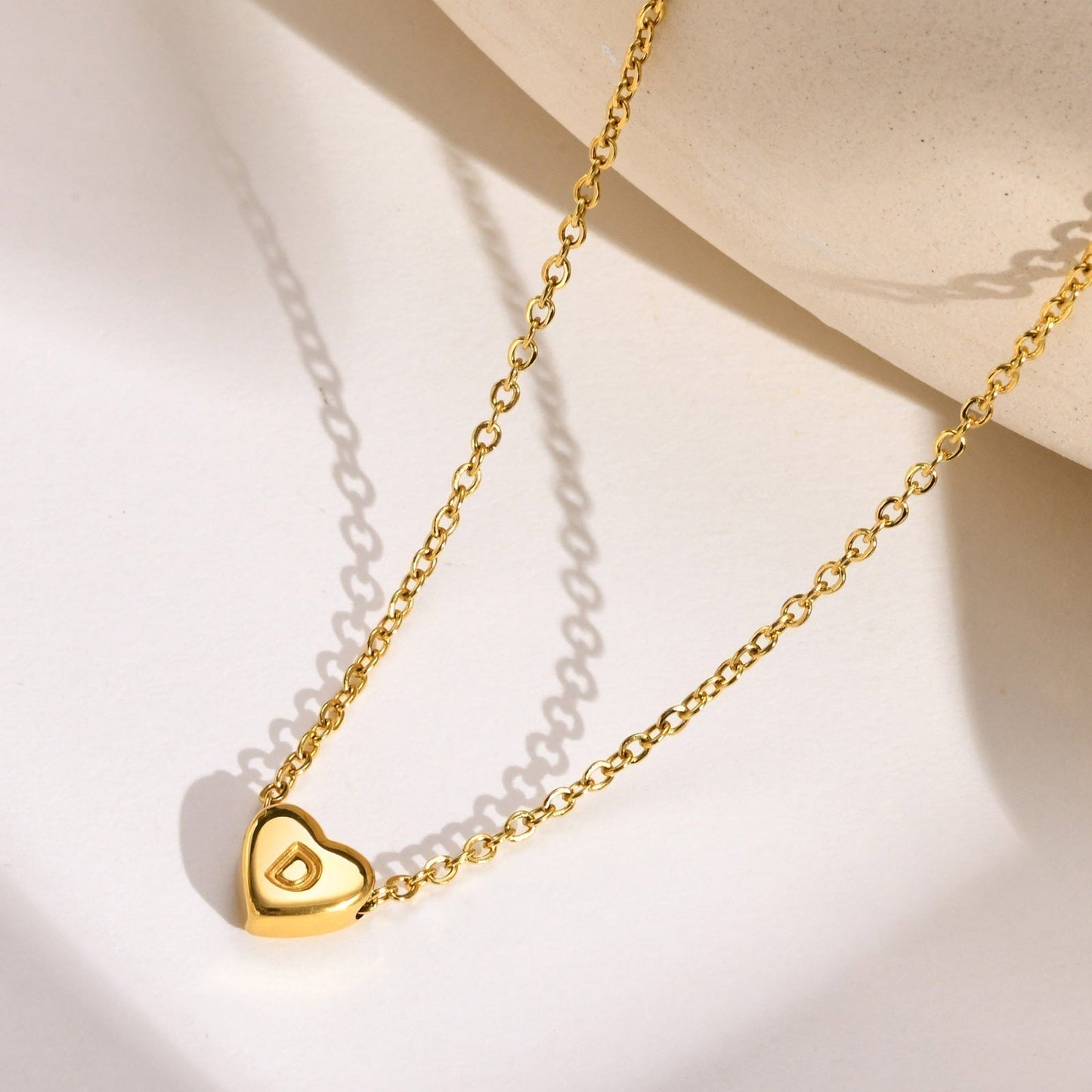 Gold Necklace with Heart-Shaped Initial