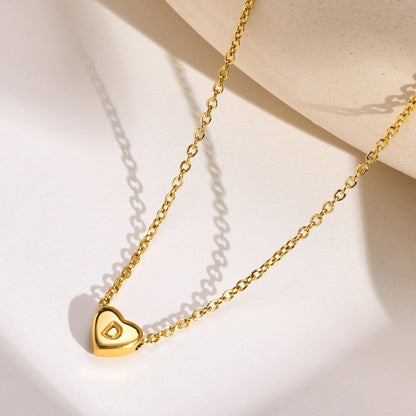 Gold Necklace with Heart-Shaped Initial
