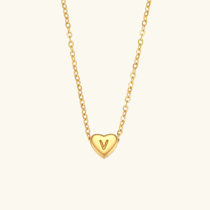 Gold Necklace with Heart-Shaped Initial