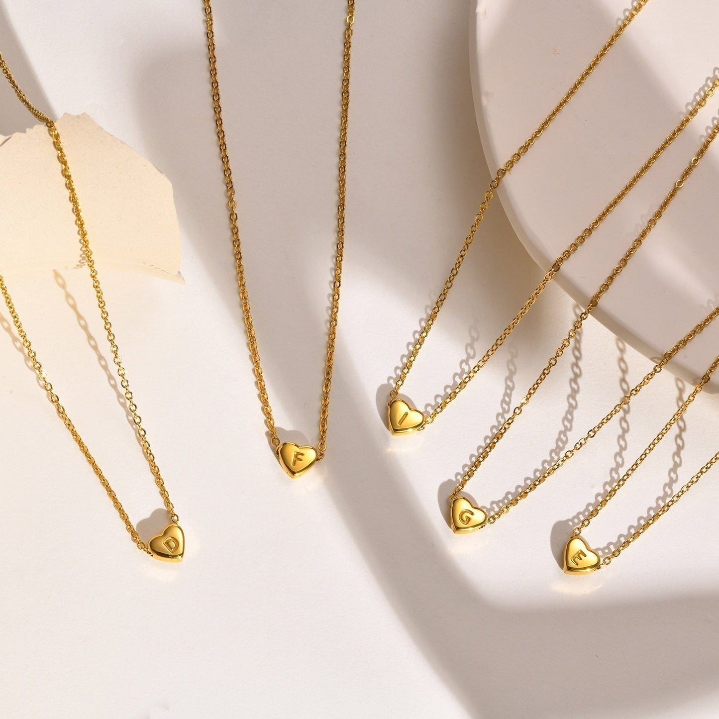 Gold Necklace with Heart-Shaped Initial