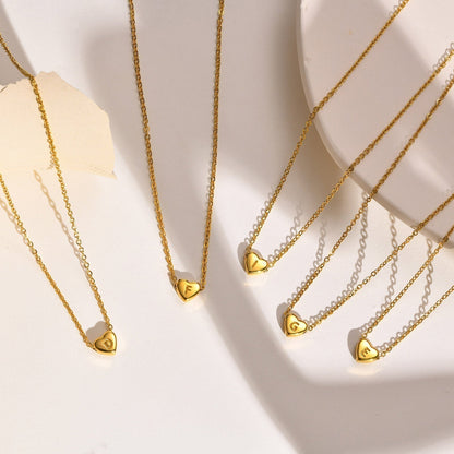 Gold Necklace with Heart-Shaped Initial