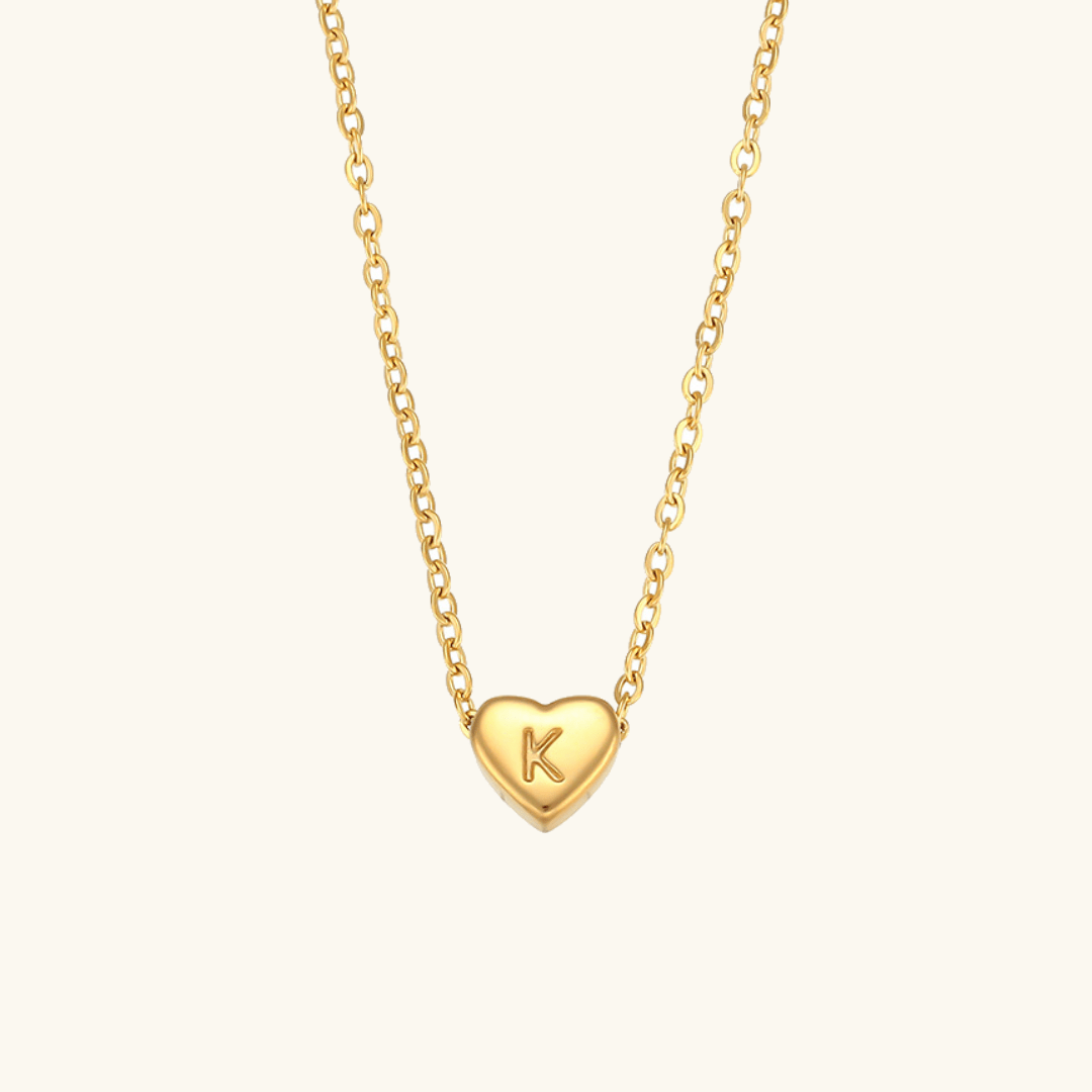 Gold Necklace with Heart-Shaped Initial