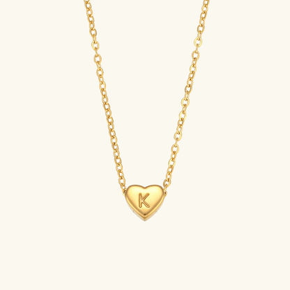Gold Necklace with Heart-Shaped Initial