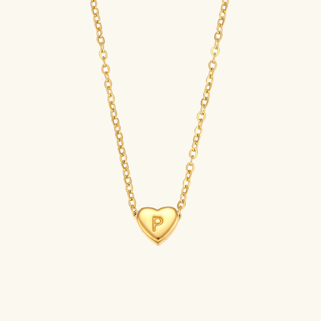 Gold Necklace with Heart-Shaped Initial