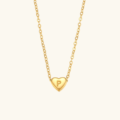 Gold Necklace with Heart-Shaped Initial