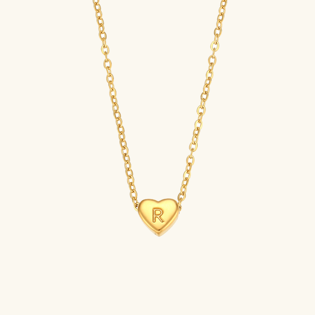 Gold Necklace with Heart-Shaped Initial