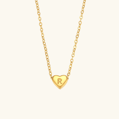 Gold Necklace with Heart-Shaped Initial