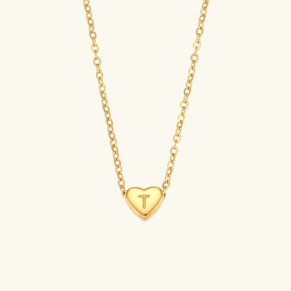Gold Necklace with Heart-Shaped Initial
