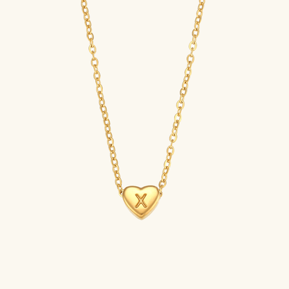 Gold Necklace with Heart-Shaped Initial