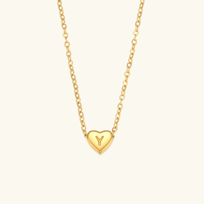 Gold Necklace with Heart-Shaped Initial