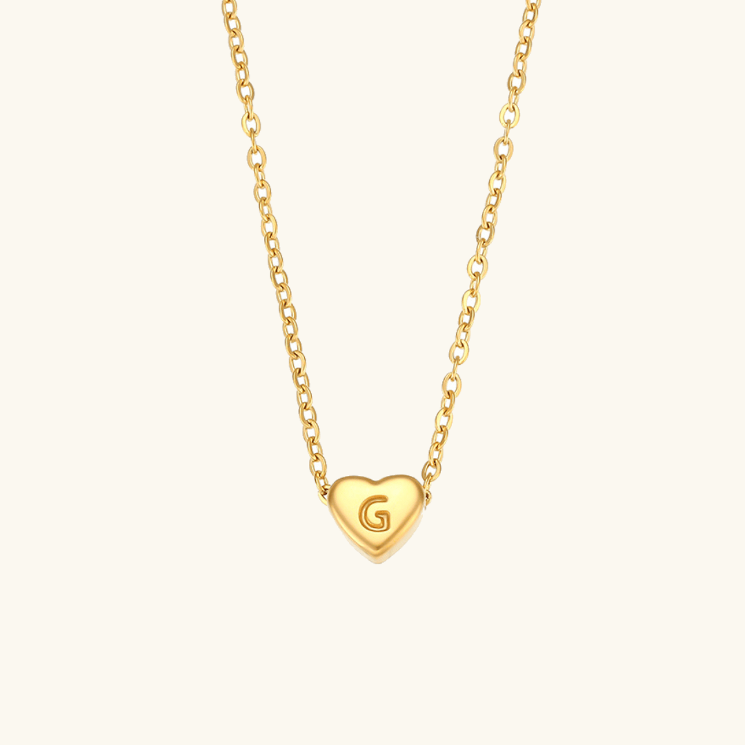 Gold Necklace with Heart-Shaped Initial