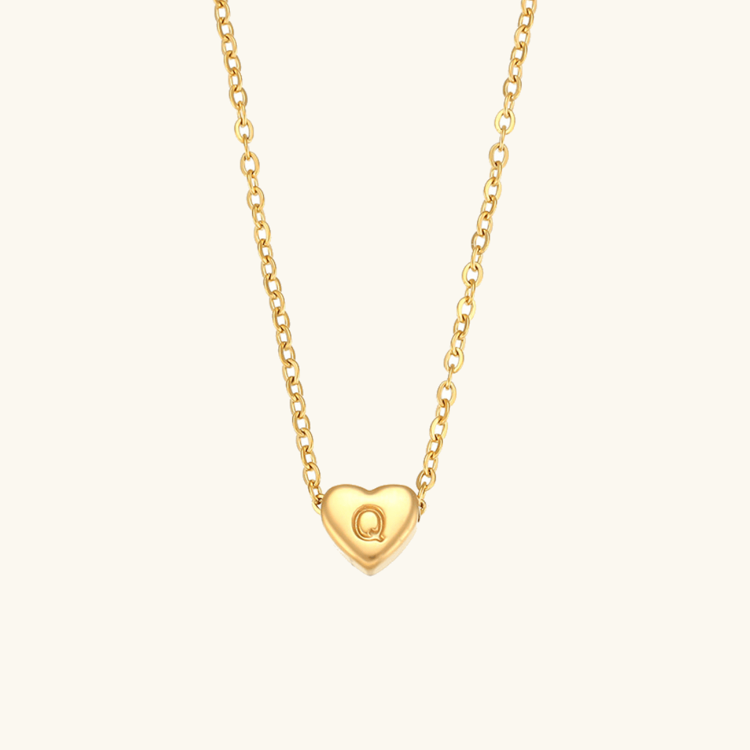 Gold Necklace with Heart-Shaped Initial