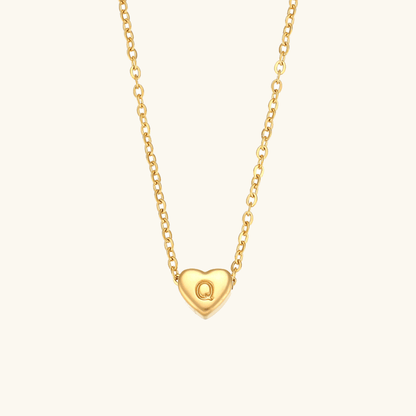 Gold Necklace with Heart-Shaped Initial