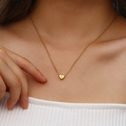 Gold Necklace with Heart-Shaped Initial
