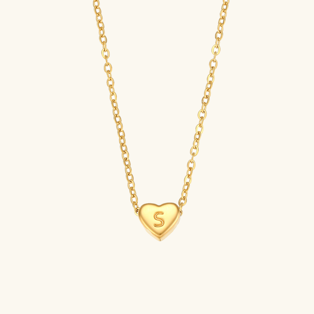 Gold Necklace with Heart-Shaped Initial