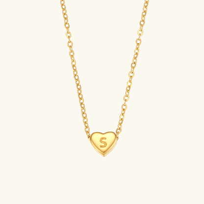 Gold Necklace with Heart-Shaped Initial