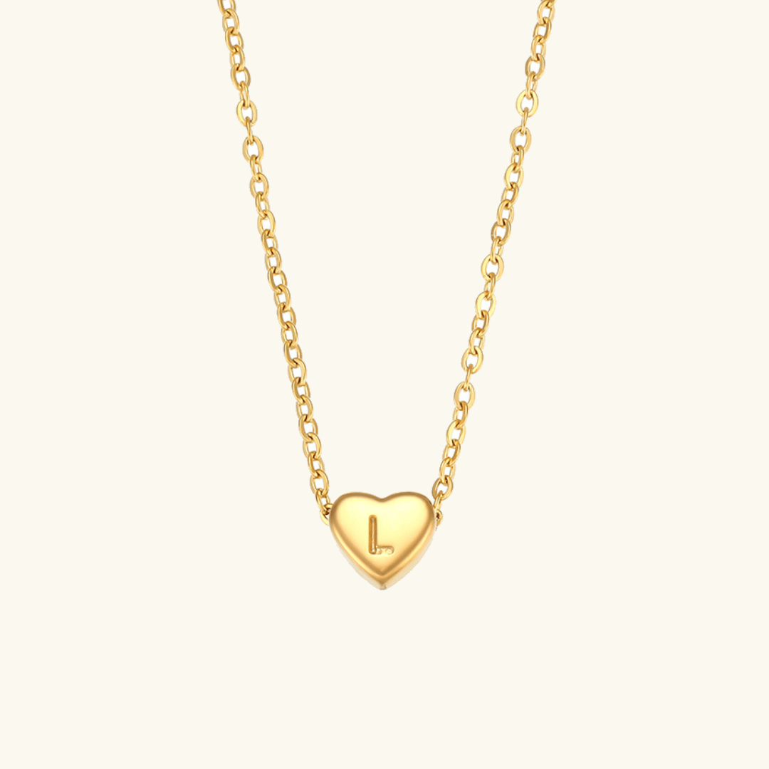 Gold Necklace with Heart-Shaped Initial