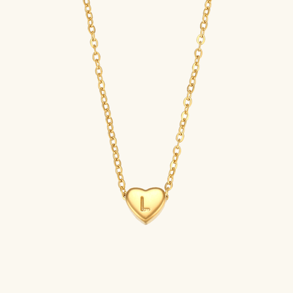Gold Necklace with Heart-Shaped Initial