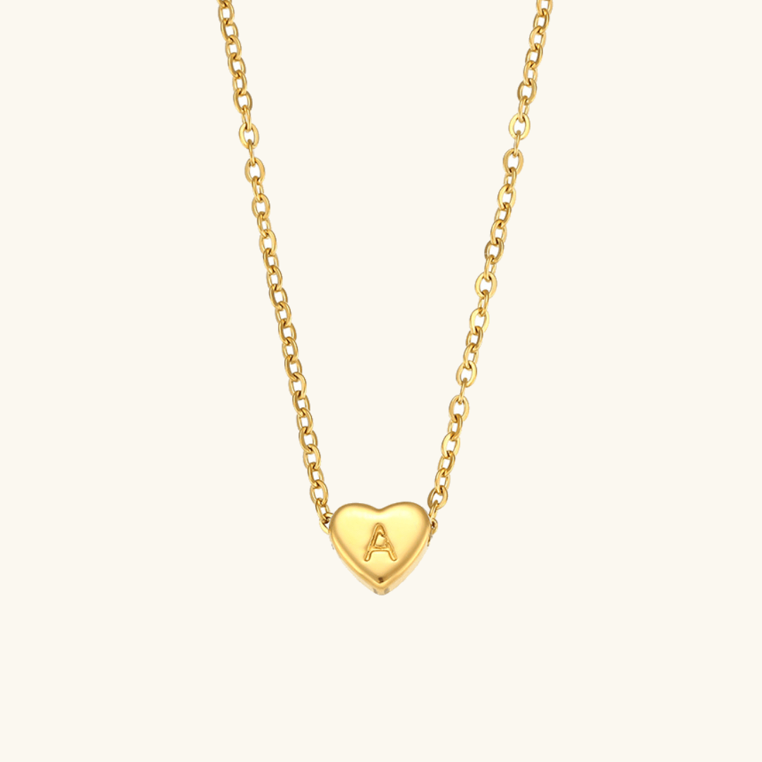 Gold Necklace with Heart-Shaped Initial