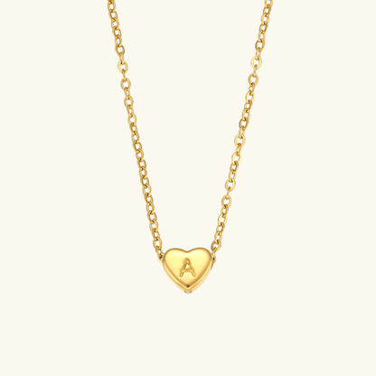 Gold Necklace with Heart-Shaped Initial
