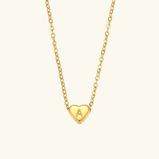 Gold Necklace with Heart-Shaped Initial