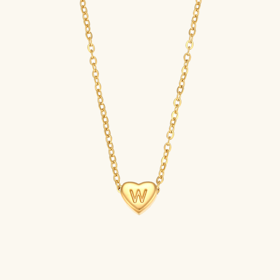 Gold Necklace with Heart-Shaped Initial