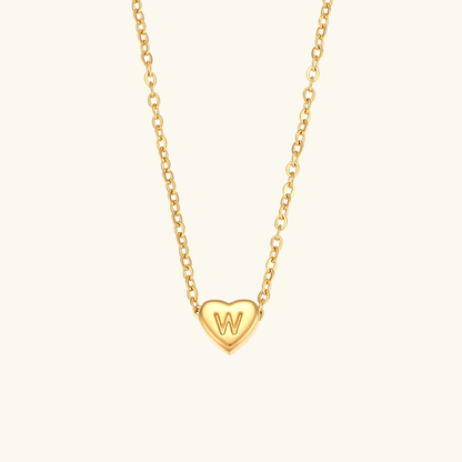 Gold Necklace with Heart-Shaped Initial