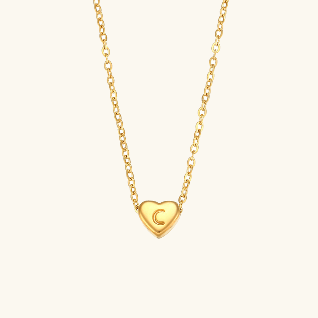 Gold Necklace with Heart-Shaped Initial
