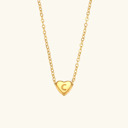Gold Necklace with Heart-Shaped Initial