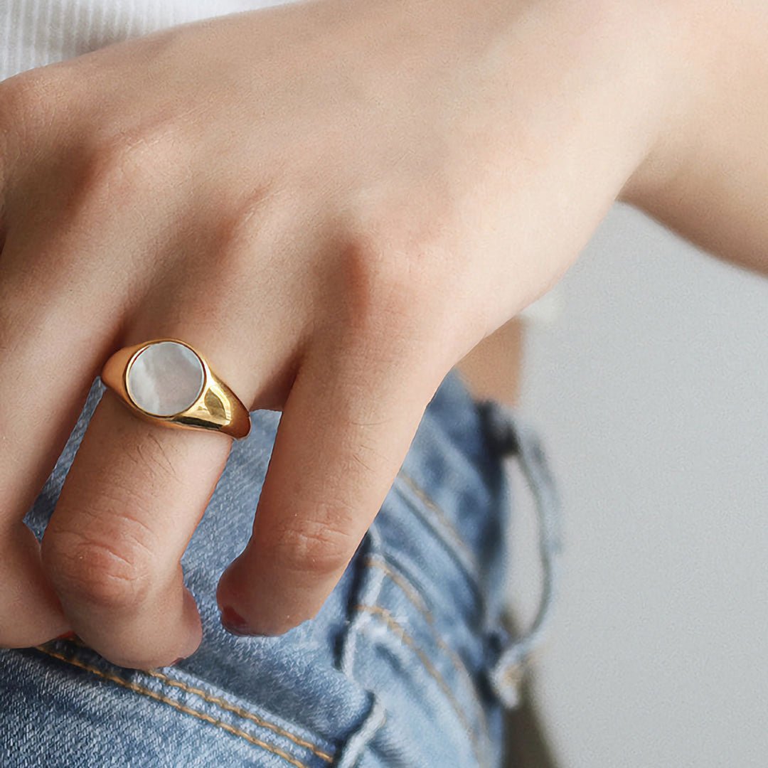 Gold Ring with Mother of Pearl