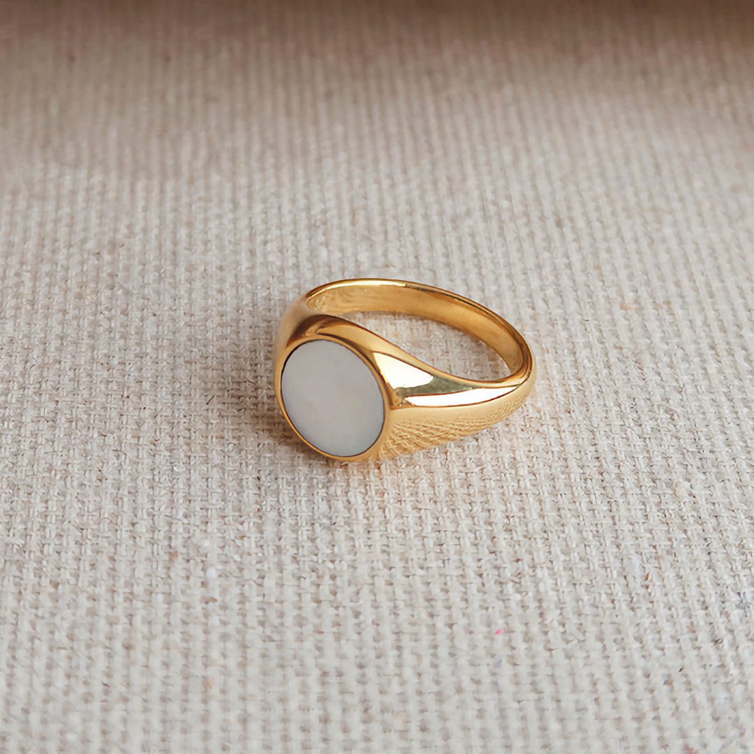 Gold Ring with Mother of Pearl