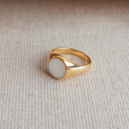 Gold Ring with Mother of Pearl