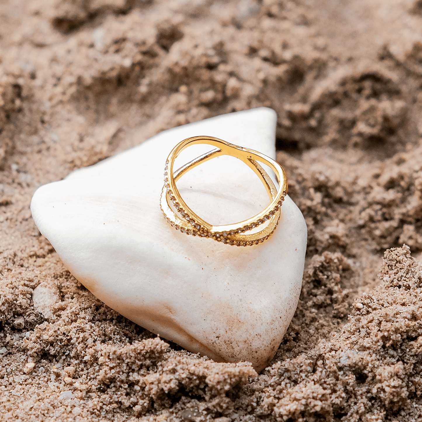 Nia Diamond Gold Cross Ring