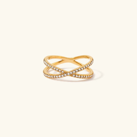 Nia Diamond Gold Cross Ring