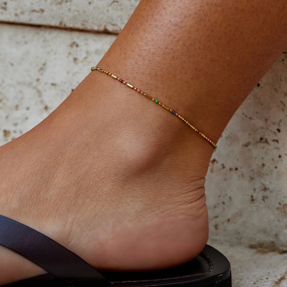 Rainbow Bead Ankle Bracelet