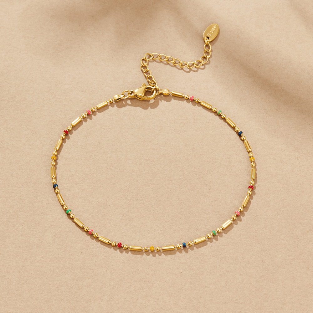Rainbow Bead Ankle Bracelet